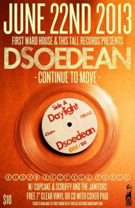 Dsoedean album release poster with Scuffy & The Janitors and Cupcake.